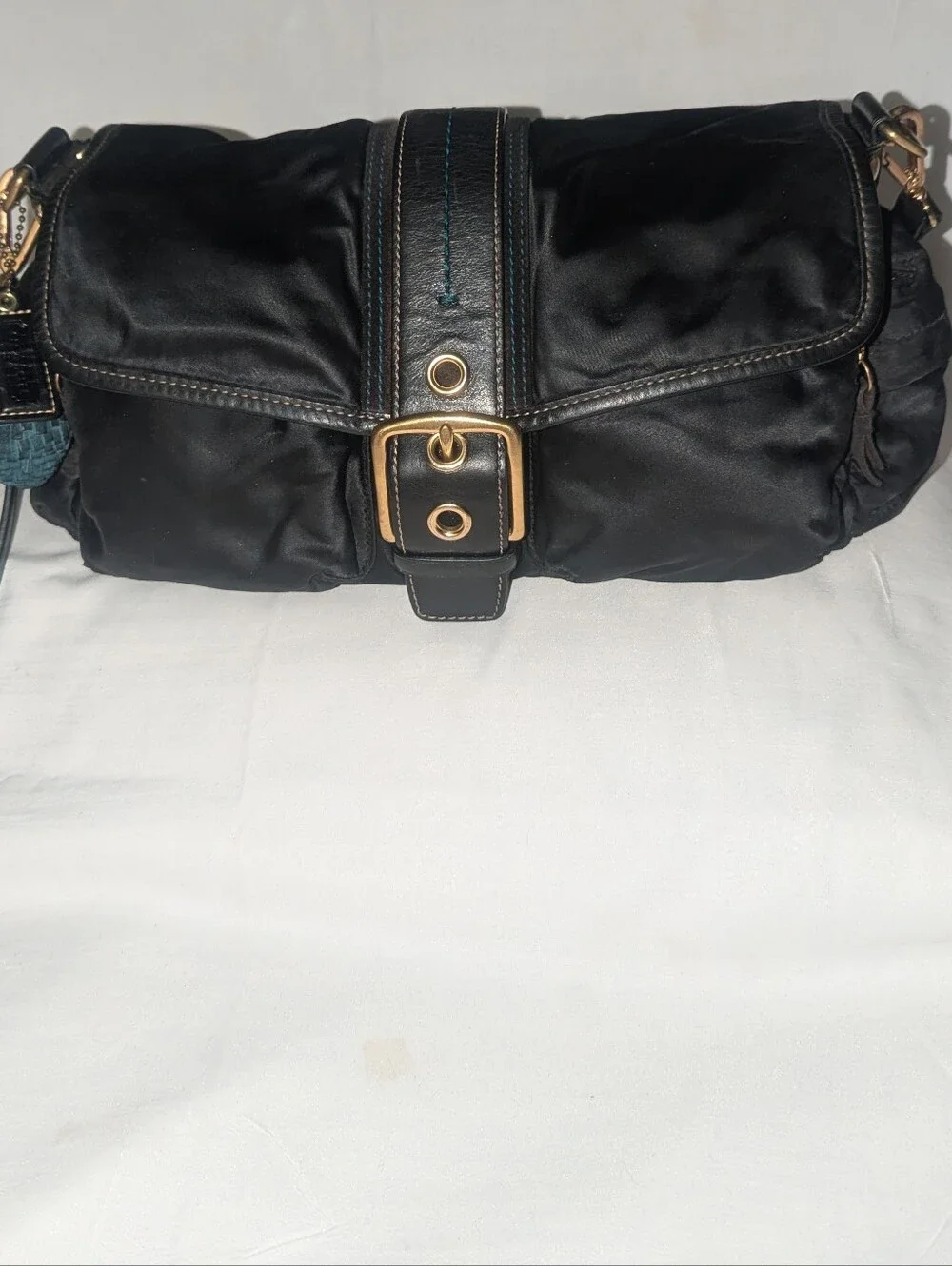Coach Y2K Hampton Nylon Black Crossbody Bag With Flap Buckle 8F27
